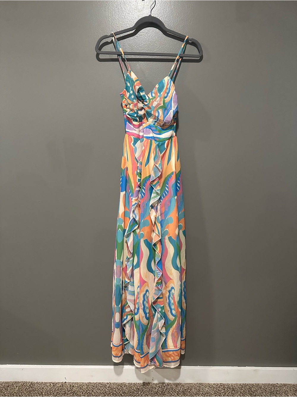 Flying Tomato x Versona Multicolor Maxi Dress with Fun Abstract Pattern